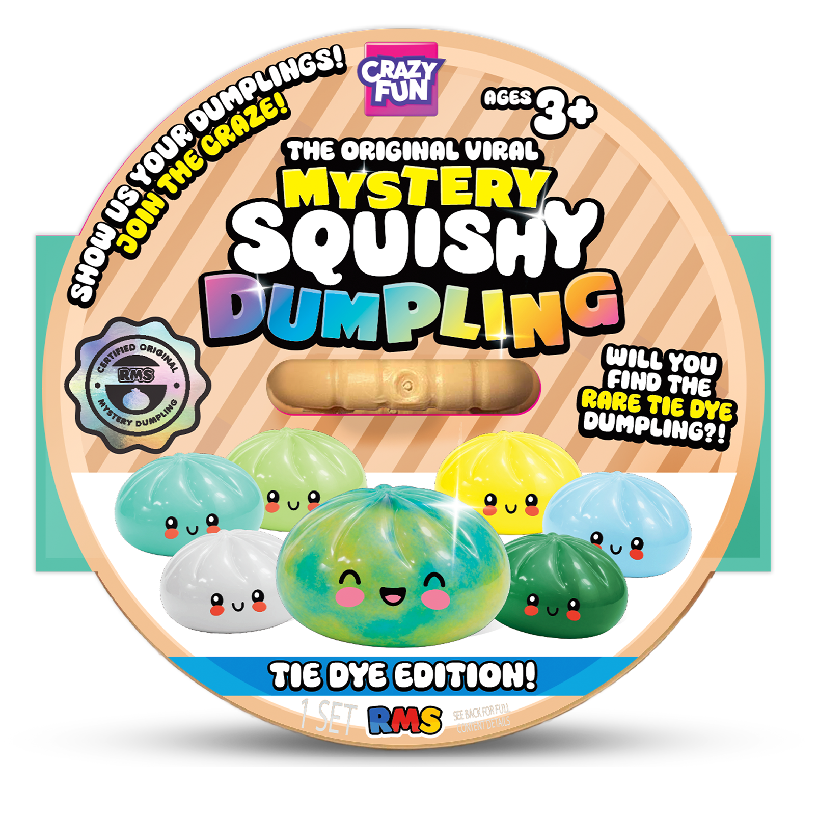 Tie-Dye Mystery Dumpling, official RMS Crazy Fun product shot
