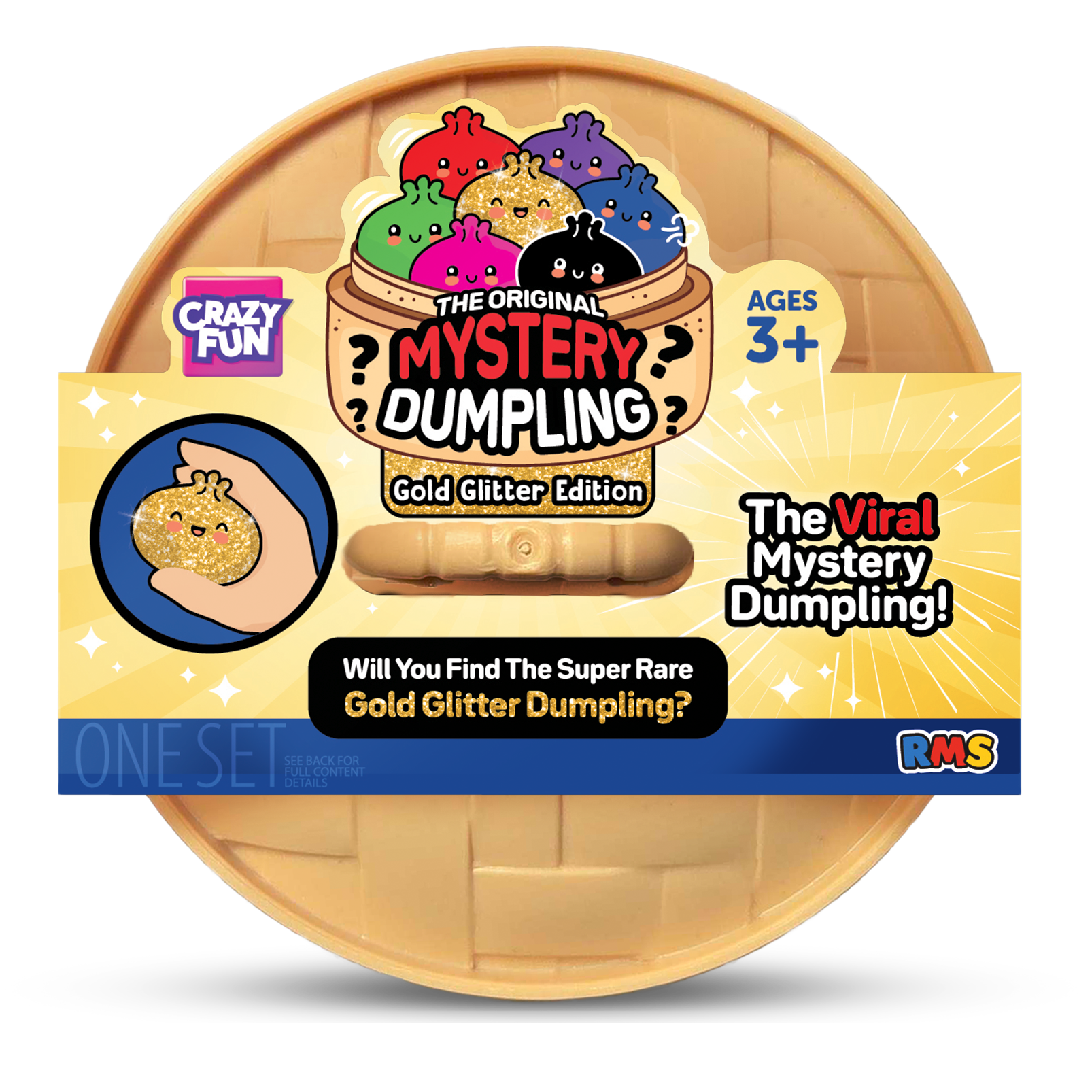 Gold Glitter Mystery Dumpling, official RMS Crazy Fun product shot